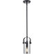 Pilaster II Cylinder 1 Light 5 inch Matte Black Pendant Ceiling Light in Plated Smoke Glass