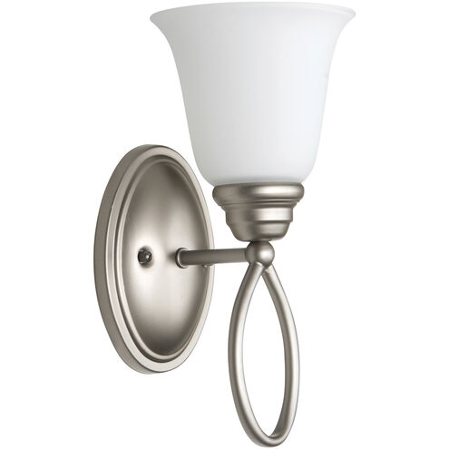 Cordova 1 Light 6 inch Satin Nickel Wall Sconce Wall Light in White Frosted Glass, Jeremiah