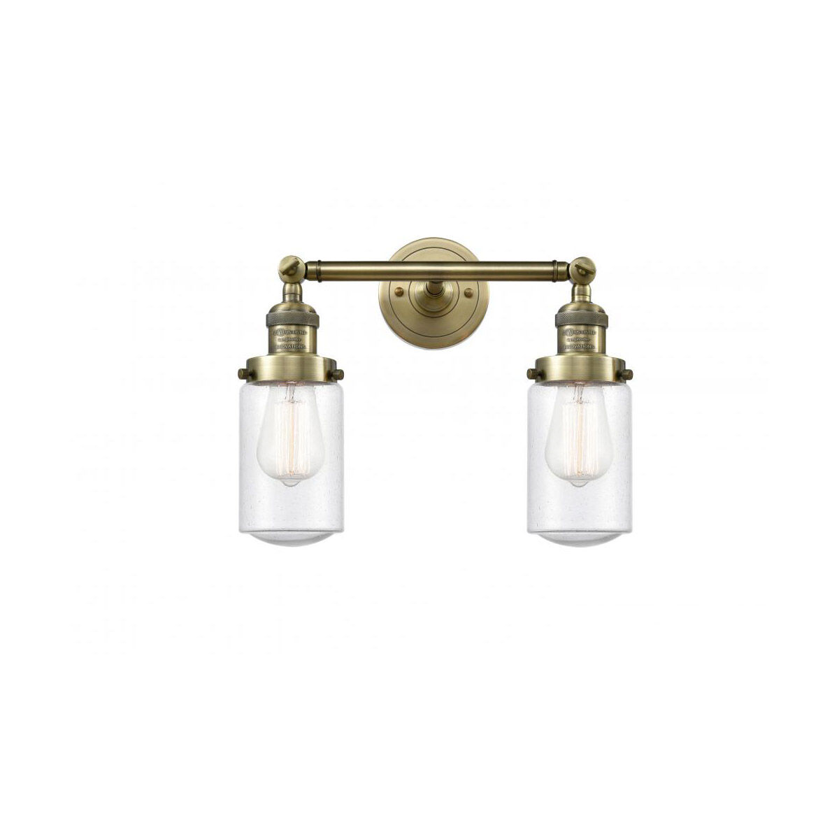 Franklin Restoration Dover 2 Light 14 inch Antique Brass Bath Vanity Light Wall Light in Incandescent, Seedy Glass, Franklin Restoration