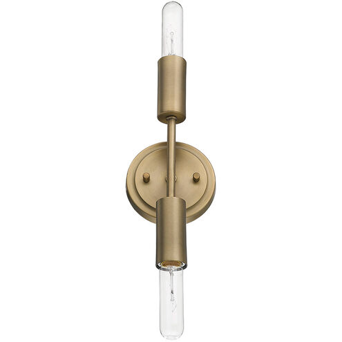 Perret 2 Light 12 inch Aged Brass Sconce Wall Light
