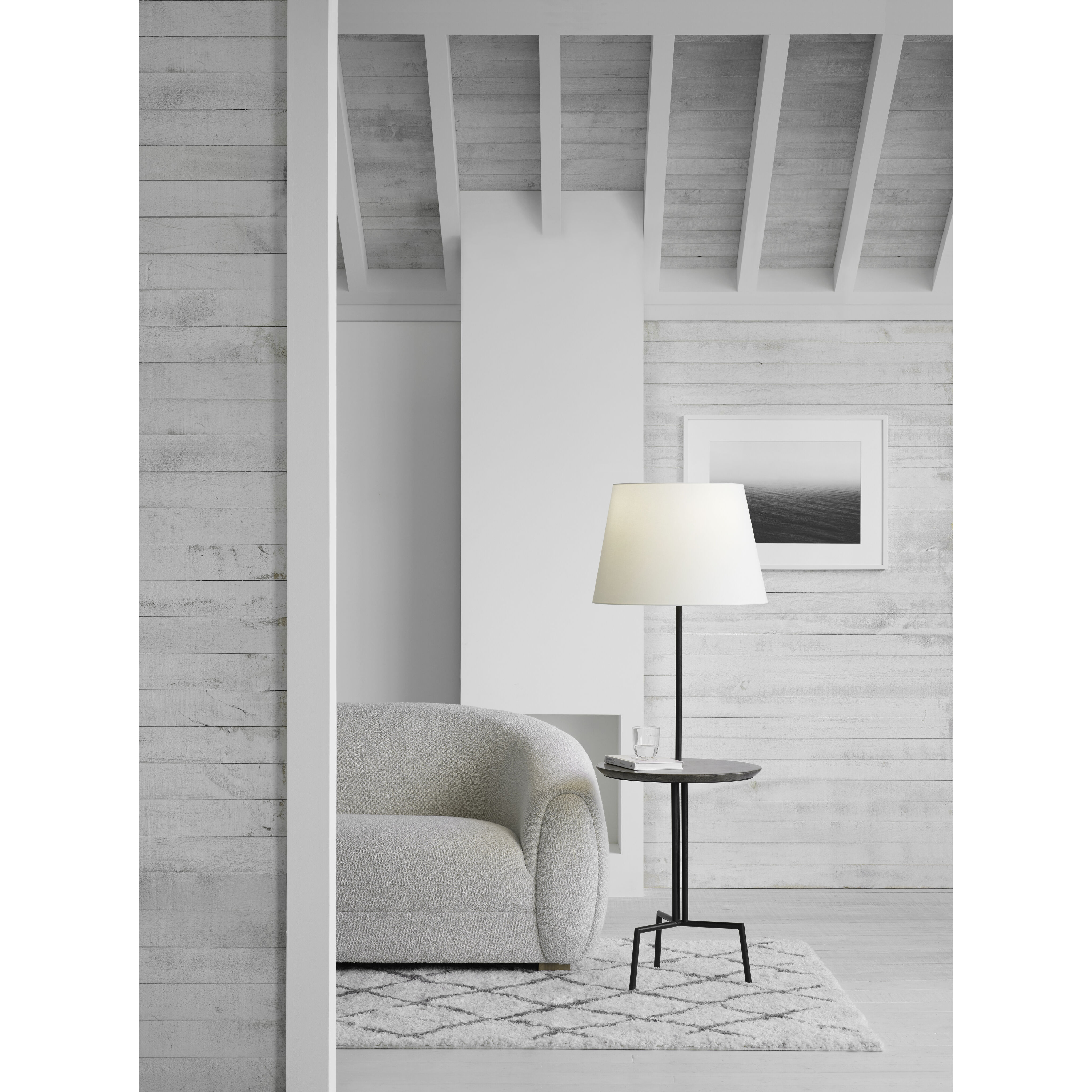 Kelly Wearstler Tavlian 65 inch 15.00 watt Aged Iron and Gray Marble Tray Table Floor Lamp Portable Light Large