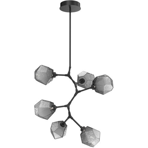 Gem LED 30 inch Matte Black Chandelier Ceiling Light in 3000K LED, Smoke, Modern Vine