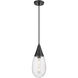 Malone 1 Light 6 inch Matte Black Pendant Ceiling Light in Striped Clear Glass