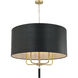 Secret Agent 5 Light 30 inch Gold and Black Leather Pendant Ceiling Light