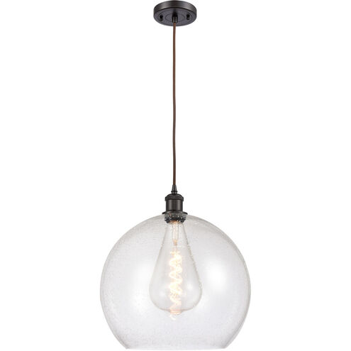 Ballston Athens LED 13.75 inch Oil Rubbed Bronze Pendant Ceiling Light in Seedy Glass, Black Textured