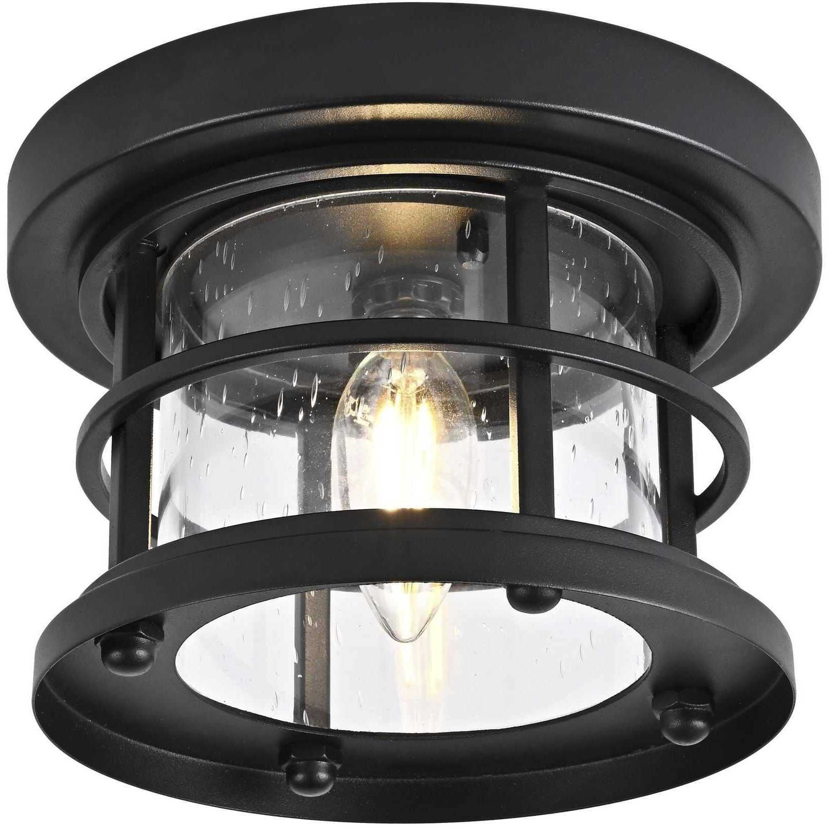 Carla 1 Light 8 inch Black Outdoor Flush Mount