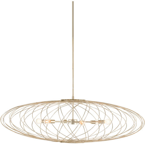 Gambit 6 Light 46.75 inch Contemporary Silver Leaf Chandelier Ceiling Light
