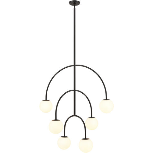 Doby 6 Light 34 inch Matte Black Pendant Ceiling Light, H-Bar