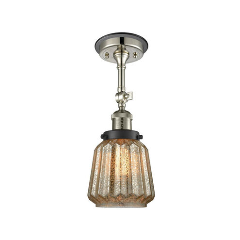 Franklin Restoration Chatham 1 Light 6 inch Polished Nickel/Matte Black Semi-Flush Mount Ceiling Light in Mercury Glass