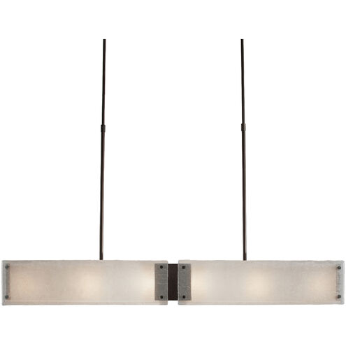 Textured Glass 6 Light Burnished Bronze Linear Pendant Ceiling Light in Smoke Granite, E26 Incandescent