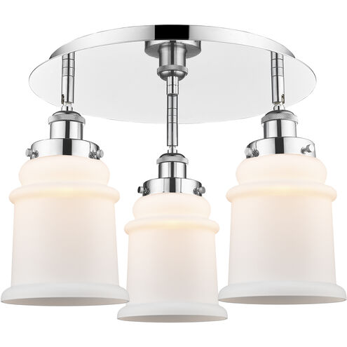 Canton 3 Light 17.75 inch Polished Chrome Flush Mount Ceiling Light in Matte White