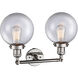 Franklin Restoration Large Beacon 2 Light 19 inch Polished Nickel Bath Vanity Light Wall Light in Clear Glass, Franklin Restoration