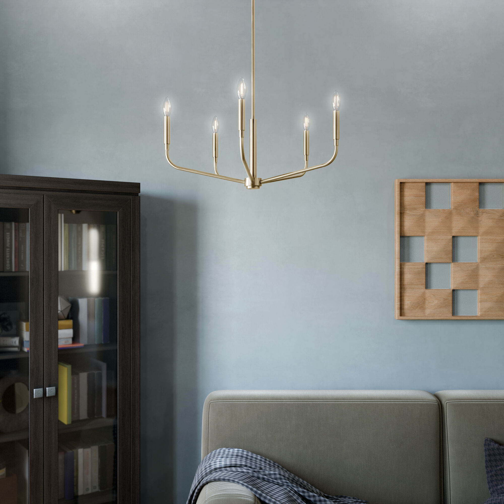 Madden 5 Light Champagne Bronze Chandelier Ceiling Light, 1 Tier Small