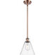 Ballston Cone 1 Light 8 inch Antique Copper Mini Pendant Ceiling Light in Clear Glass