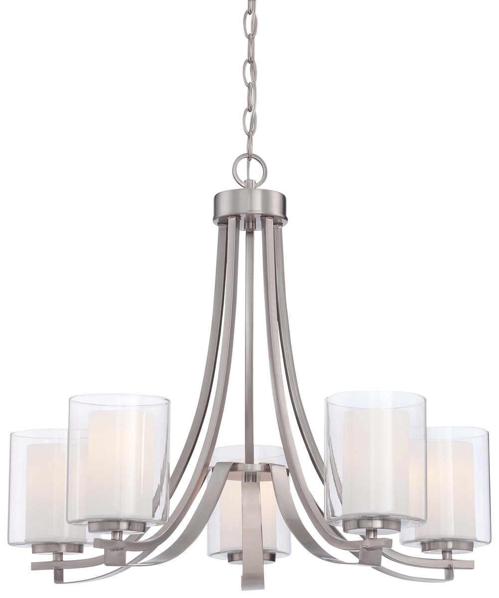 Parsons Studio 5 Light 26 inch Brushed Nickel Chandelier Ceiling Light