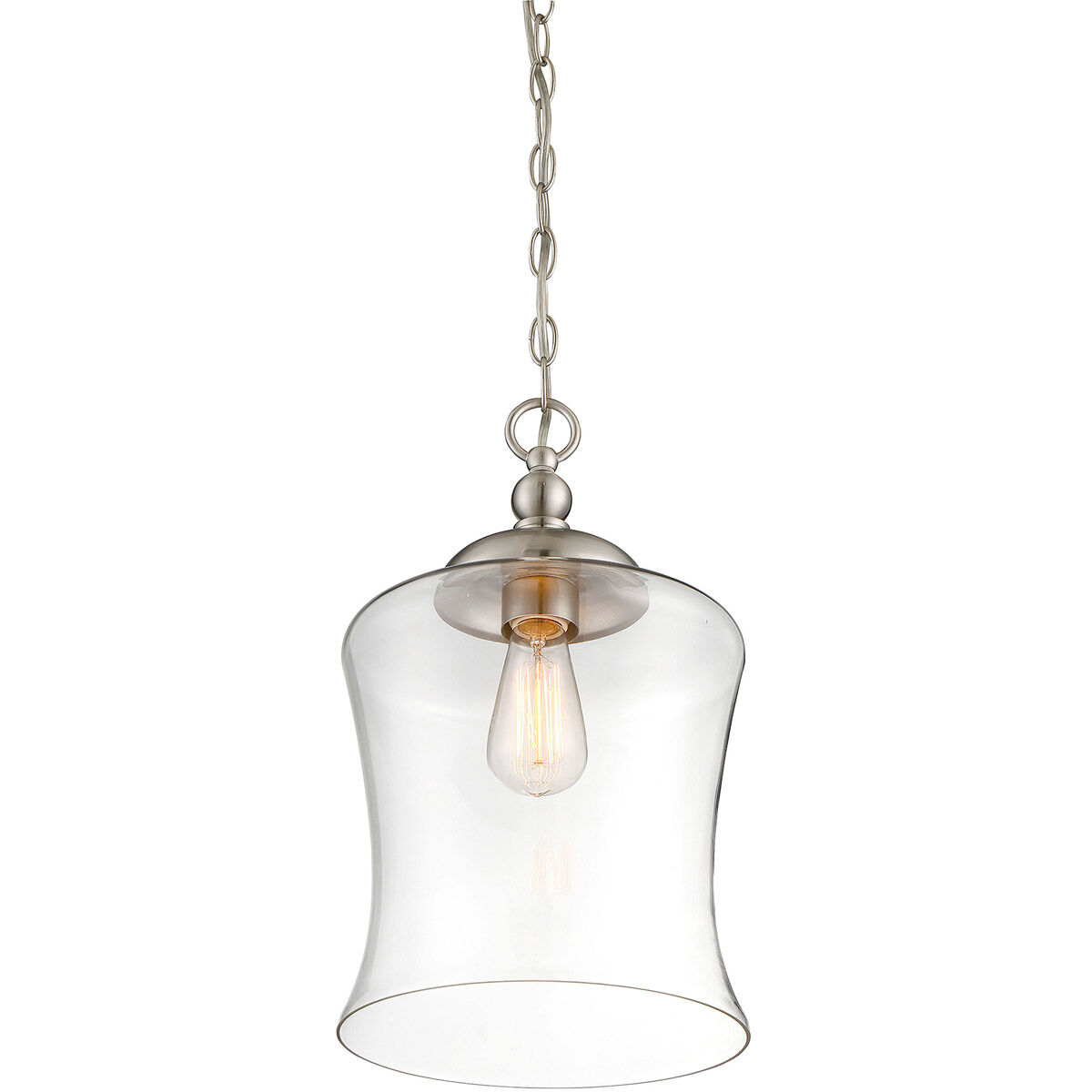 Modern 1 Light 9.75 inch Brushed Nickel Mini-Pendant Ceiling Light