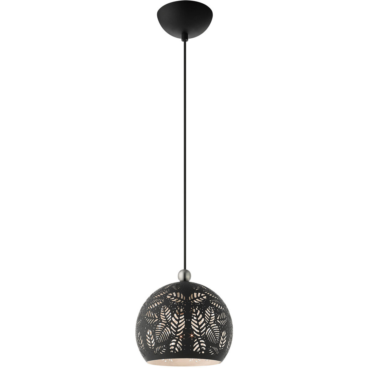 Chantily 1 Light 8 inch Black with Brushed Nickel Accents Pendant Ceiling Light