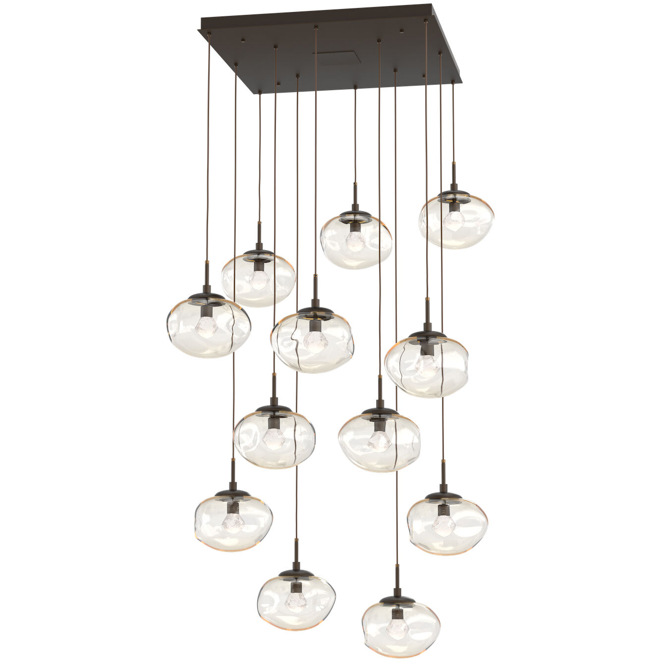 Nova LED LED Flat Bronze Chandelier Ceiling Light, Square Multi-Port