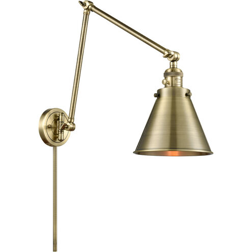 Appalachian 30 inch 3.5 watt Antique Brass Swing Arm Wall Light, Franklin Restoration