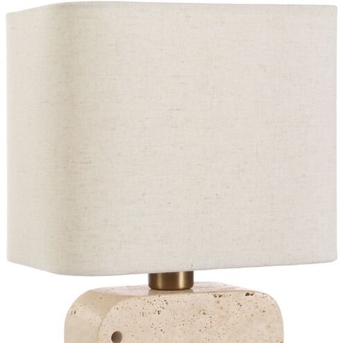 Tusk 11 inch 60.00 watt Beige Travertine ad Brass Accent Lamp Portable Light