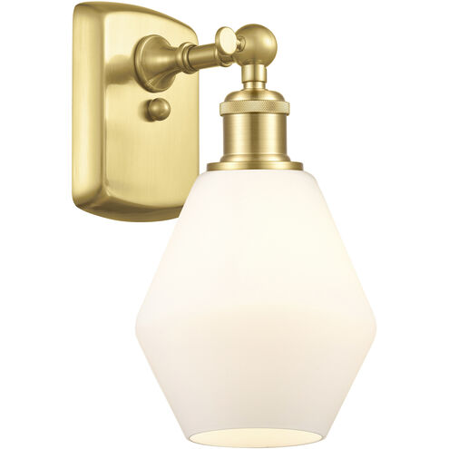 Ballston Cindyrella 1 Light 6 inch Satin Gold Sconce Wall Light in Incandescent, Matte White Glass