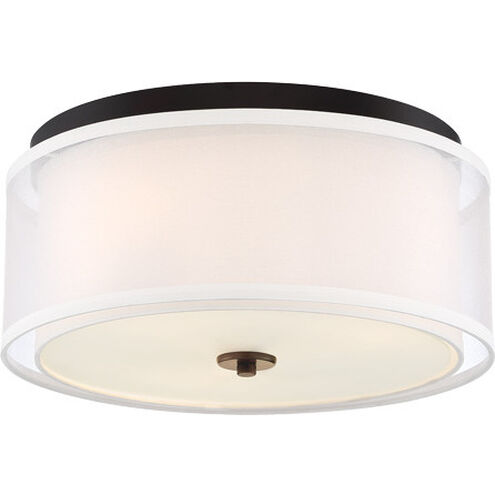 Studio 5 3 Light 16 inch Painted Bronze/Natural Brush Flush Mount Ceiling Light