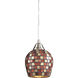 Fusion 1 Light 5 inch Satin Nickel Mini Pendant Ceiling Light in Multicolor Mosaic Glass
