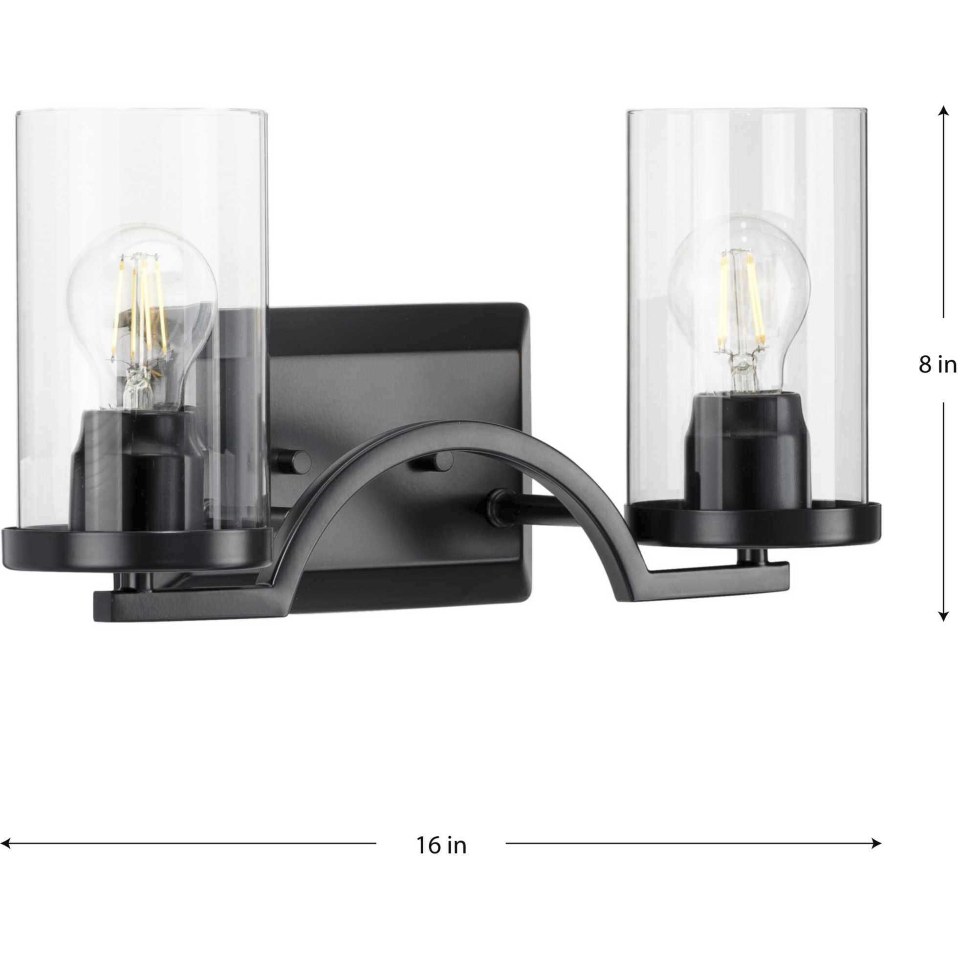 Lassiter 2 Light 16 inch Matte Black Bath Vanity Wall Light