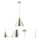 Ballston Cone 1 Light 12 inch Polished Nickel Mini Pendant Ceiling Light