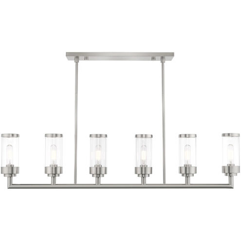 Hillcrest 6 Light 48 inch Brushed Nickel Linear Chandelier Ceiling Light