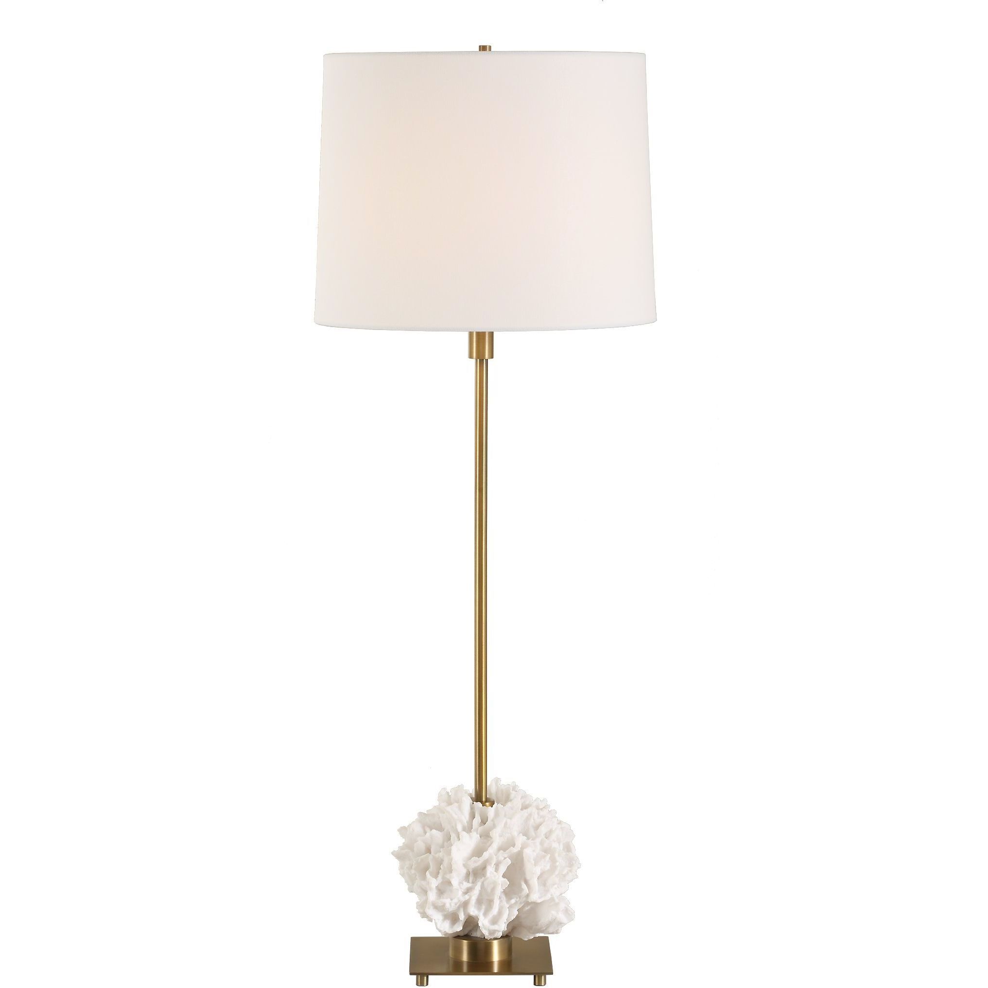 Caronia 35.5 inch 150.00 watt Ivory Coral and Antique Brass Buffet Lamp Portable Light
