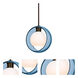 Mana LED Bronze Stem Pendant Ceiling Light in Transparent Blue with Opal Glass
