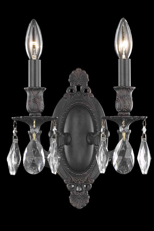Rosalia 2 Light 9 inch Dark Bronze Wall Sconce Wall Light in Royal Cut