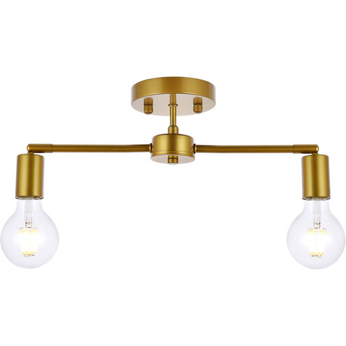 Zane 2 Light 5 inch Brass Flush Mount Ceiling Light