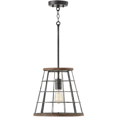 Elijah 1 Light 13.5 inch Zinc and Wood Pendant Ceiling Light