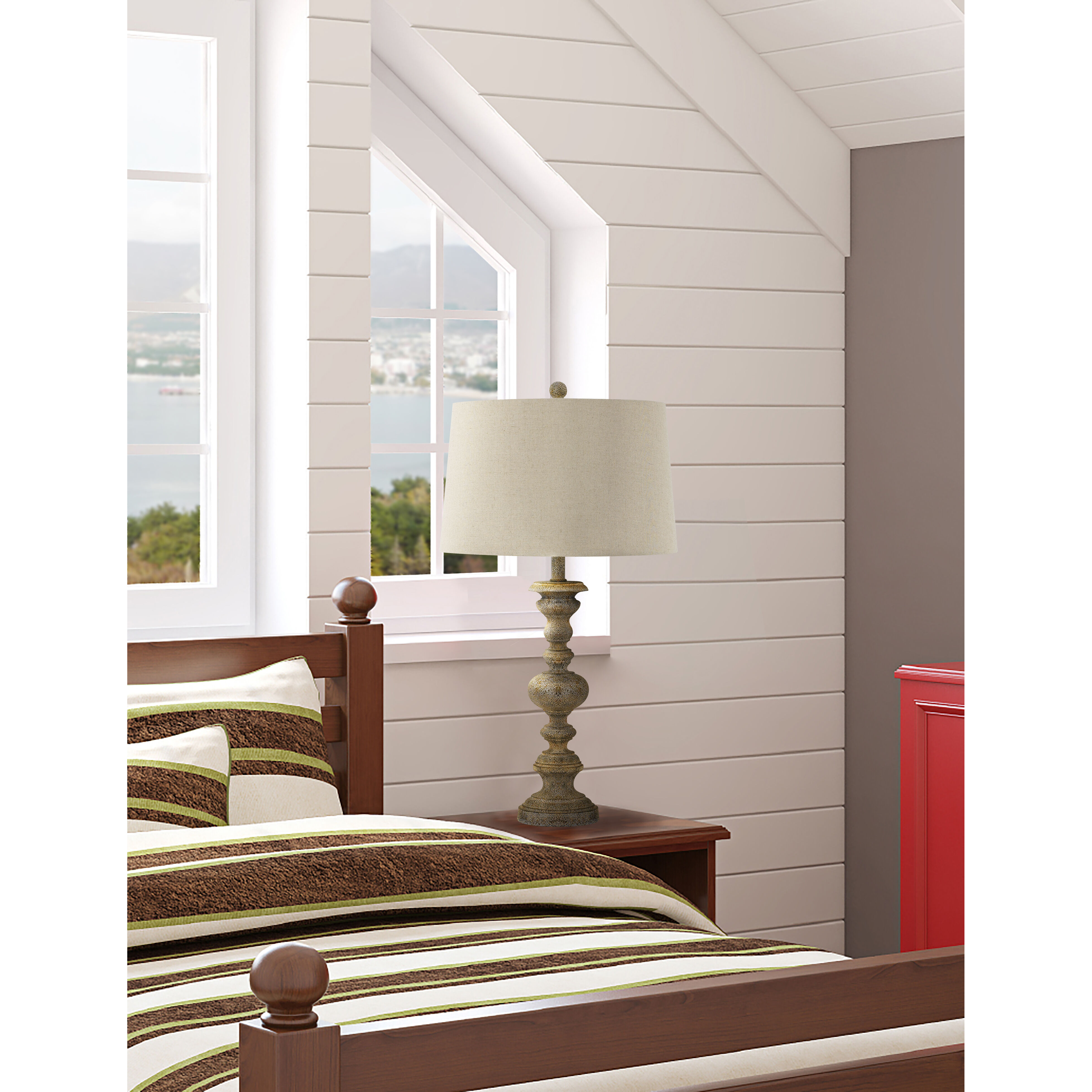 Walham 31 inch 150 watt Antique Ivory Crackle Table Lamp Portable Light