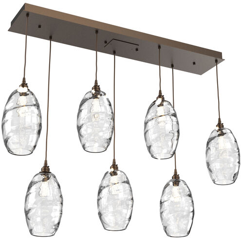Ellisse 7 Light Flat Bronze Linear Pendant Ceiling Light in Ellisse Clear, Multi-Port