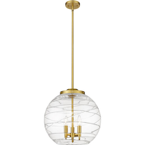 Ballston Athens Deco Swirl 3 Light 15.75 inch Satin Gold Statement Pendant Ceiling Light in Incandescent, Clear Deco Swirl
