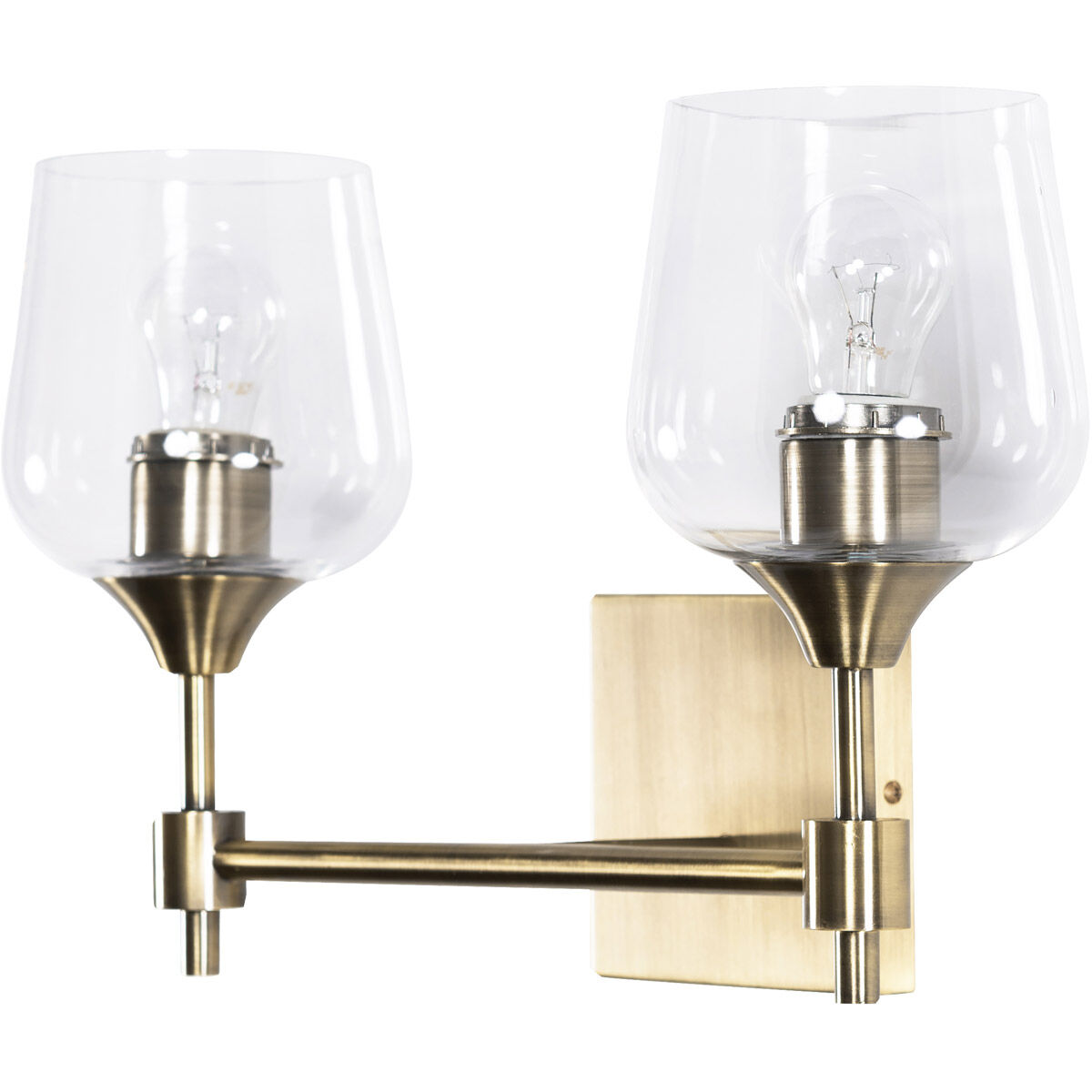 Margaux 2 Light 14.25 inch Antique Brass and Clear Bath Vanity Light Wall Light