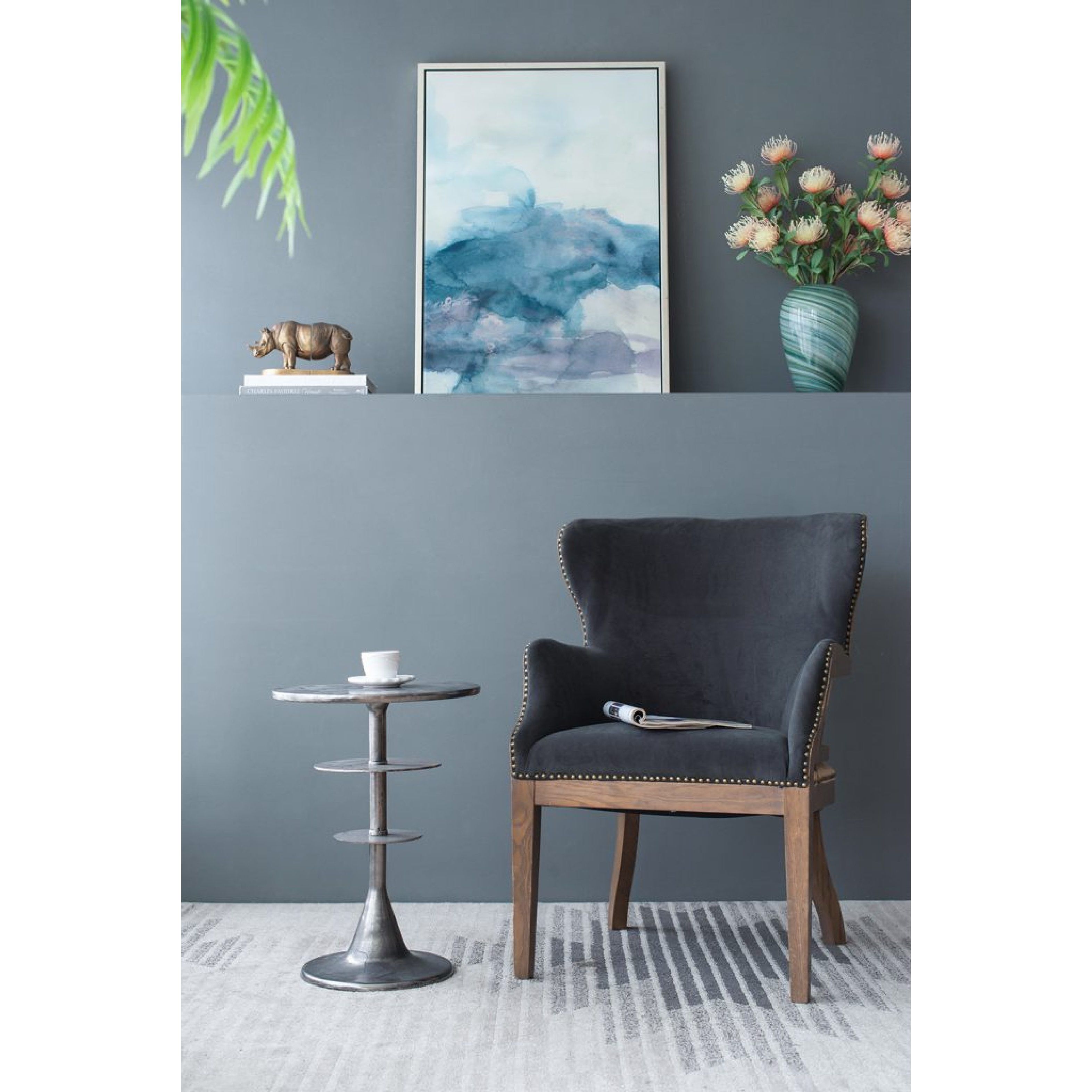 Dugan Dark Grey and Brown Arm Chair