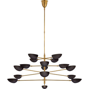AERIN Graphic 16 Light 70 inch Hand-Rubbed Antique Brass Four-Tier Chandelier Ceiling Light in Black, Grande