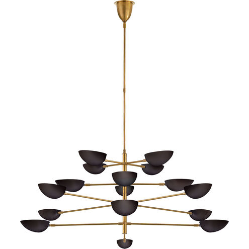 AERIN Graphic 16 Light 69.5 inch Hand-Rubbed Antique Brass Four-Tier Chandelier Ceiling Light in Black, Grande