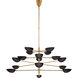 AERIN Graphic 16 Light 69.5 inch Hand-Rubbed Antique Brass Four-Tier Chandelier Ceiling Light in Black, Grande