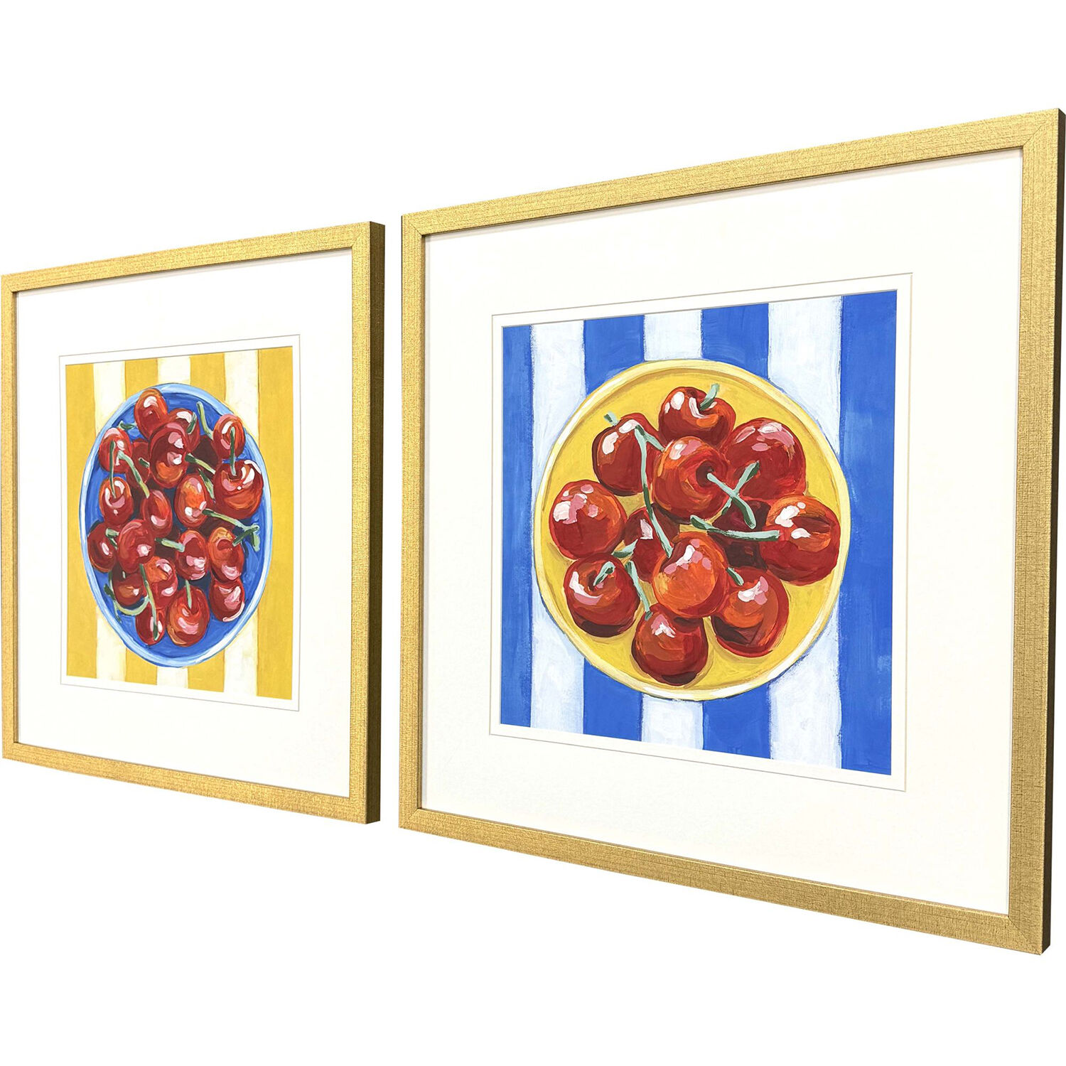 Table Cherries Multi and Red and Blue and Yellow Framed Art