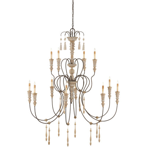 Hannah 12 Light 53 inch Stockholm White/Rust Chandelier Ceiling Light, Large