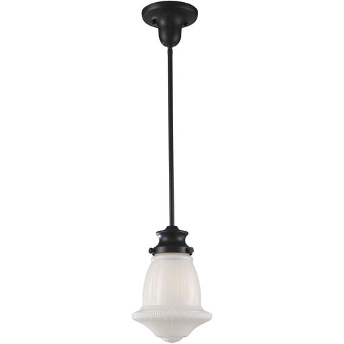 Schoolhouse 1 Light 8 inch Oil Rubbed Bronze with White Mini Pendant Ceiling Light in Incandescent