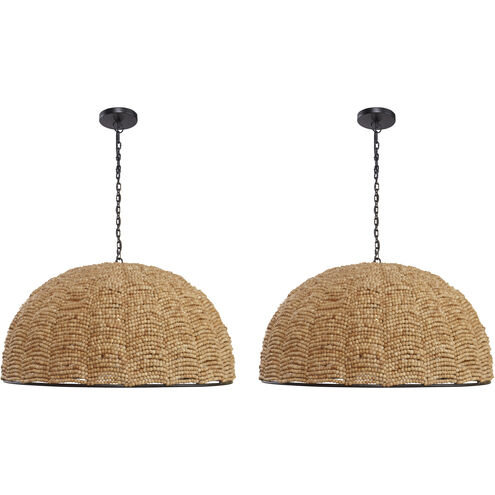 Martin 1 Light 30 inch Natural with Matte Black Pendant Ceiling Light