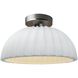 Radiance Collection - Pleated Dome Semi-Flush Ceiling Light in Brushed Nickel, Replaceable Bulb, Gloss White (outside and inside of fixture), Form+Finish+Function