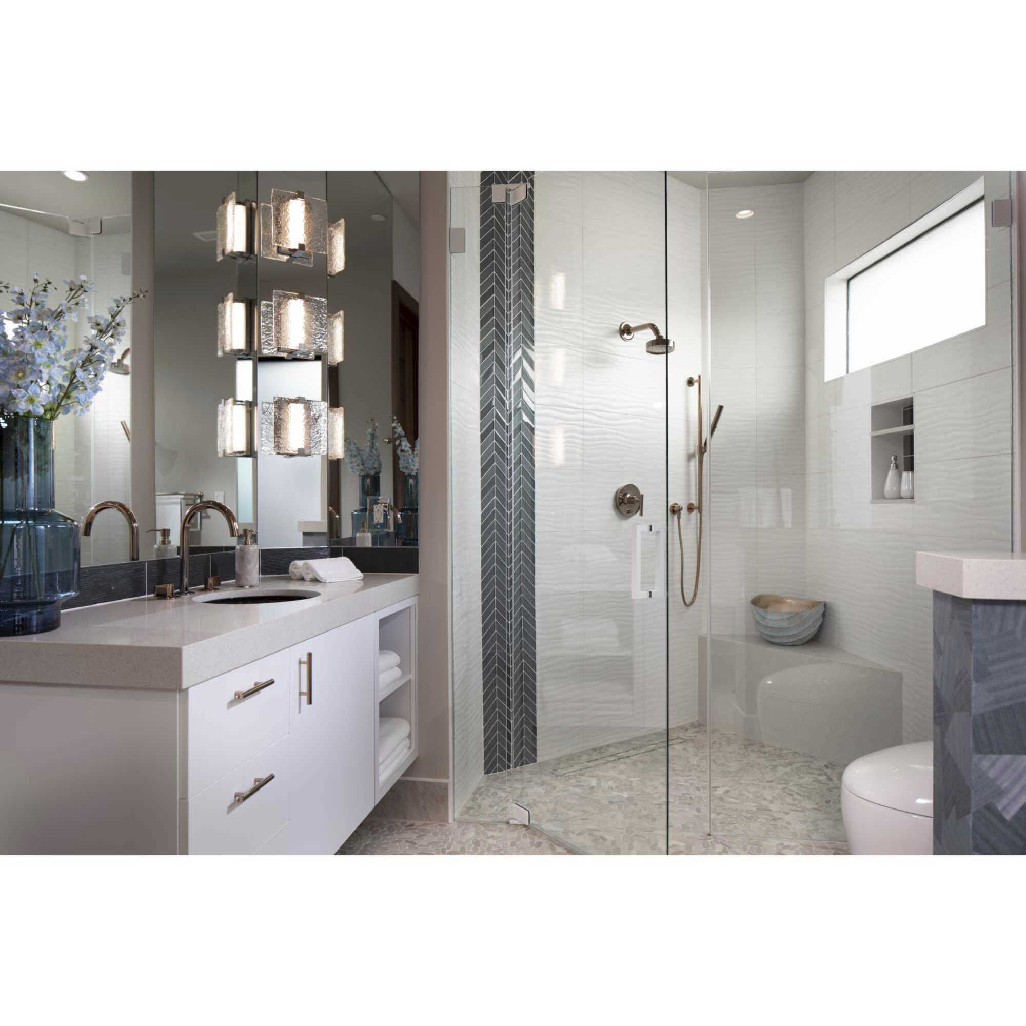 LED Stone Glass LED 8 inch Brushed Nickel ADA Wall Sconce Wall Light, Progress LED