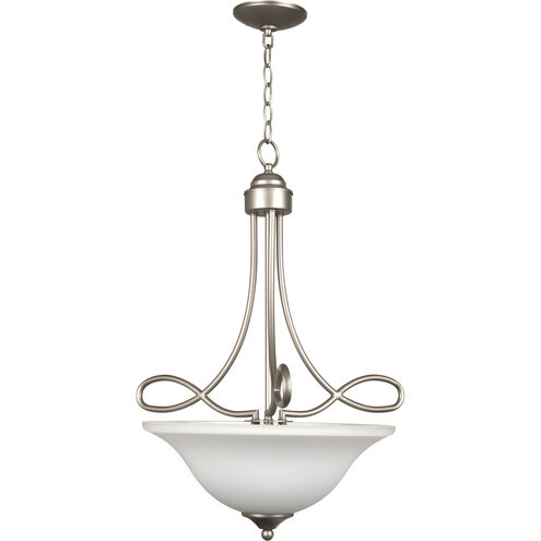 Cordova 3 Light 21 inch Satin Nickel Pendant Ceiling Light in White Glass, Jeremiah